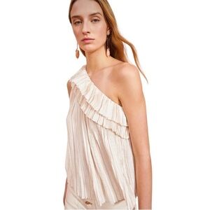 Ulla Johnson Ravenna White Ruffle One-Shoulder Top